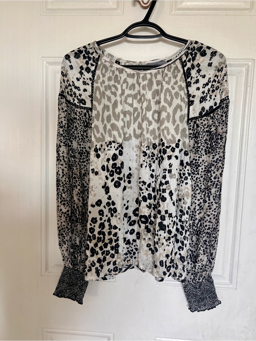 Conditions Apply | Women's Animal Print Long-Sleeve Blouse - Black & White